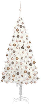 vidaXL Künstlicher Weihnachtsbaum mit LEDs & Kugeln weiß 210 cm (3077635)