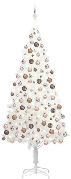 vidaXL Künstlicher Weihnachtsbaum mit LEDs Kugeln weiß 240 cm (3077636)