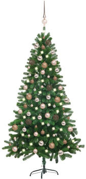 vidaXL Künstlicher Weihnachtsbaum mit LEDs & Kugeln 150 cm grün (3077640)