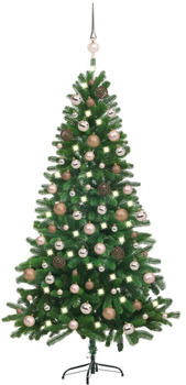 vidaXL Künstlicher Weihnachtsbaum mit LEDs & Kugeln 180 cm grün (3077641)