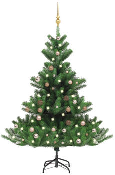 vidaXL Künstlicher Weihnachtsbaum Nordmann LED & Kugeln grün 120 cm (3077644)