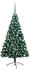 vidaXL Künstlicher Halber Weihnachtsbaum mit LEDs & Kugeln grün 150 cm (3077650)