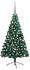 vidaXL Künstlicher Halber Weihnachtsbaum mit LEDs & Kugeln grün 120 cm (3077649)