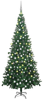 vidaXL Künstlicher Weihnachtsbaum mit LEDs & Kugeln L 240 cm grün (3077663)