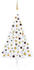 vidaXL Künstlicher Halber Weihnachtsbaum mit LEDs & Kugeln weiß 120cm (3077482)