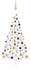 vidaXL Künstlicher Halber Weihnachtsbaum mit LEDs & Kugeln weiß 150cm (3077483)