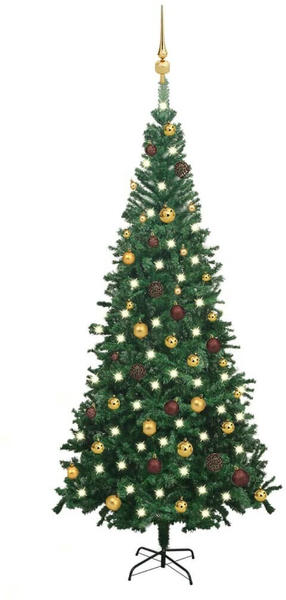 vidaXL Künstlicher Weihnachtsbaum mit LEDs & Schmuck L 240 cm grün (3077491)