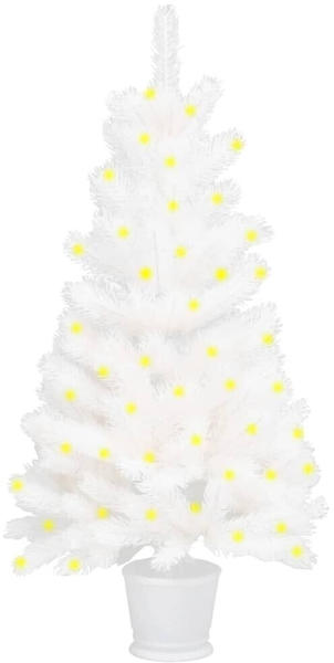 vidaXL Künstlicher Weihnachtsbaum mit LEDs weiß 90 cm (3077459)