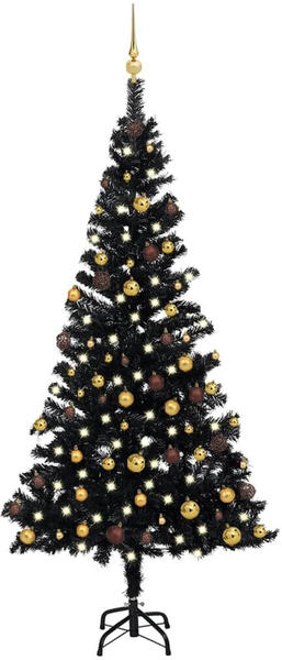 vidaXL Künstlicher Weihnachtsbaum mit LEDs & Schmuck schwarz 150cm (3077503)