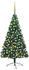 vidaXL Künstlicher Halber Weihnachtsbaum mit LEDs Schmuck grün 210 cm (3077480)