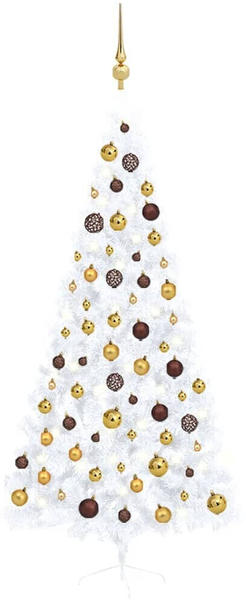 vidaXL Künstlicher Halber Weihnachtsbaum mit LEDs & Kugeln weiß 210cm (3077485)