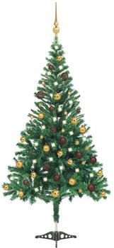 vidaXL Künstlicher Weihnachtsbaum mit LEDs & Schmuck 210 cm 910 Zweige (3077490)