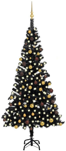 vidaXL Künstlicher Weihnachtsbaum mit LEDs & Schmuck schwarz 210cm (3077505)