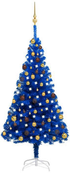 vidaXL Künstlicher Weihnachtsbaum mit LEDs & Kugeln blau 150 cm (3077508)