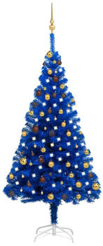 vidaXL Künstlicher Weihnachtsbaum mit LEDs & Kugeln blau 180 cm (3077509)