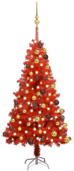 vidaXL Künstlicher Weihnachtsbaum mit LEDs & Kugeln rot 120 cm (3077512)