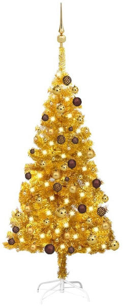 vidaXL Künstlicher Weihnachtsbaum mit LEDs & Kugeln gold 120cm (3077517)