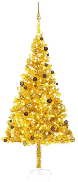 vidaXL Künstlicher Weihnachtsbaum mit LEDs & Kugeln gold 240cm (3077521)