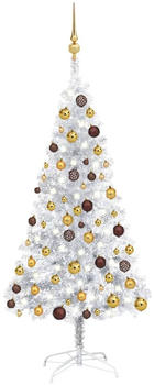 vidaXL Künstlicher Weihnachtsbaum mit LEDs & Kugeln silber 120cm (3077522)