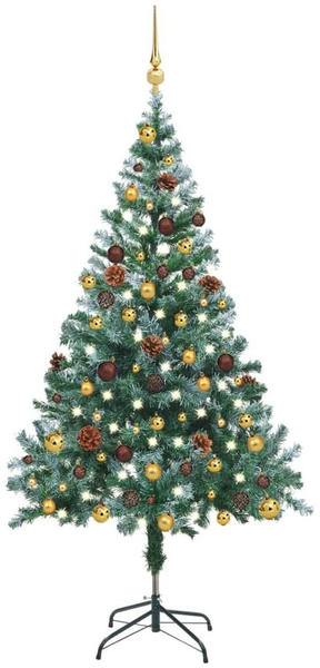 vidaXL Weihnachtsbaum mit Schnee LEDs Kugeln & Zapfen 150 cm (3077527)