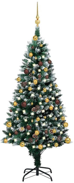 vidaXL Künstlicher Weihnachtsbaum mit LEDs Kugeln & Zapfen 150 cm (3077530)