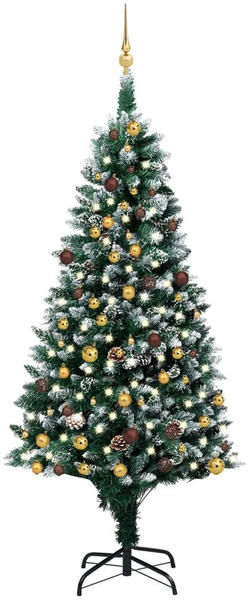 vidaXL Künstlicher Weihnachtsbaum mit LEDs Kugeln & Zapfen 210 cm (3077532)