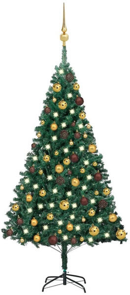 vidaXL Künstlicher Weihnachtsbaum mit LEDs & Kugeln grün 120 cm (3077534)