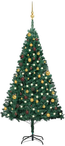 vidaXL Künstlicher Weihnachtsbaum mit LEDs & Kugeln grün 180 cm (3077536)