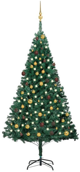 vidaXL Künstlicher Weihnachtsbaum mit LEDs & Kugeln grün 210 cm (3077537)