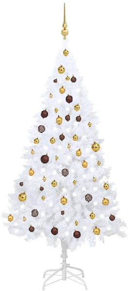 vidaXL Künstlicher Weihnachtsbaum mit LEDs & Kugeln weiß 180 cm (3077541)