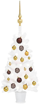 vidaXL Künstlicher Weihnachtsbaum mit LEDs & Kugeln weiß 65 cm (3077544)
