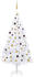 vidaXL Künstlicher Weihnachtsbaum mit LEDs & Kugeln weiß 210 cm (3077542)