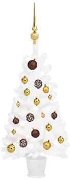 vidaXL Künstlicher Weihnachtsbaum mit LEDs & Kugeln weiß 90 cm (3077545)