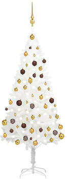 vidaXL Künstlicher Weihnachtsbaum mit LEDs & Kugeln weiß 150 cm (3077547)