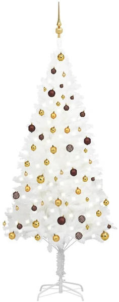 vidaXL Künstlicher Weihnachtsbaum mit LEDs & Kugeln weiß 210 cm (3077549)
