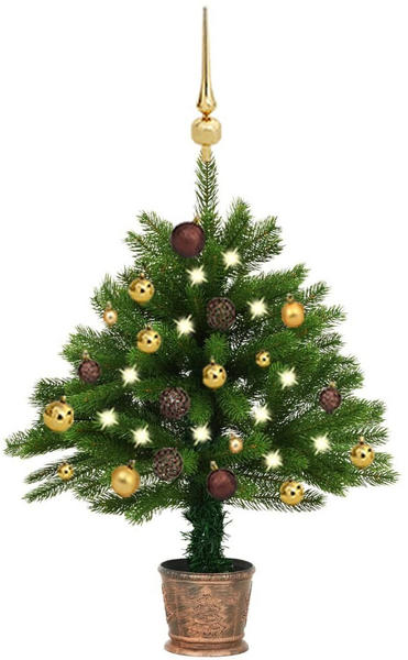 vidaXL Künstlicher Weihnachtsbaum mit LEDs & Kugeln 65 cm grün (3077551)