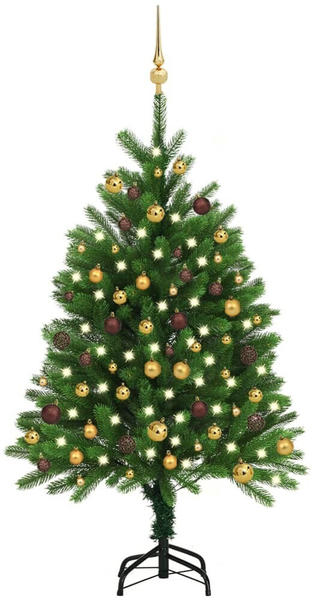 vidaXL Künstlicher Weihnachtsbaum mit LEDs & Kugeln 120 cm grün (3077553)