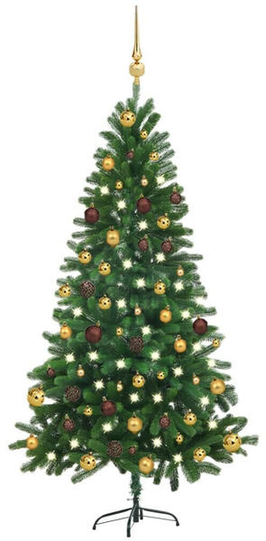 vidaXL Künstlicher Weihnachtsbaum mit LEDs & Kugeln 150 cm grün (3077554)