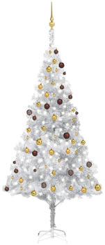 vidaXL Künstlicher Weihnachtsbaum mit LEDs & Kugeln silber 240cm (3077526)