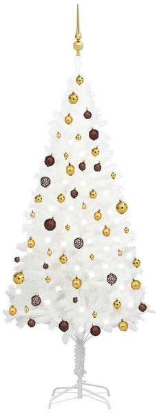 vidaXL Künstlicher Weihnachtsbaum mit LEDs & Kugeln weiß 180 cm (3077548)