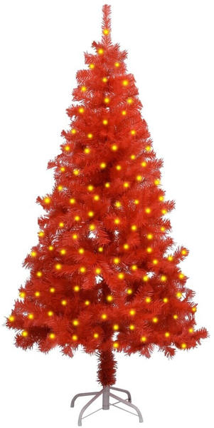 vidaXL Künstlicher Weihnachtsbaum mit LEDs & Ständer rot 150 cm (3077427)