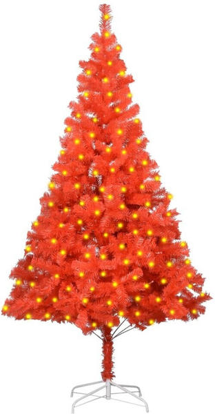 vidaXL Künstlicher Weihnachtsbaum mit LEDs & Ständer rot 180 cm (3077428)