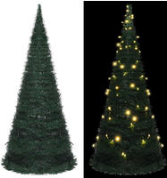 vidaXL K&uuml;nstlicher Pop-Up-Weihnachtsbaum mit Beleuchtung Gr&uuml;n 210 cm