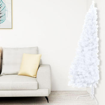 vidaXL Künstlicher Halber Weihnachtsbaum mit Ständer weiß 120 cm (328417)