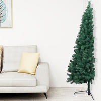 vidaXL K&uuml;nstlicher Halb-Weihnachtsbaum mit St&auml;nder Gr&uuml;n 180 cm PVC