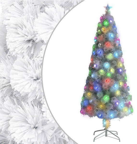 vidaXL Künstlicher Weihnachtsbaum mit LED weiß 240 cm Glasfaser (328453)