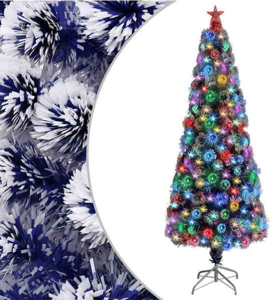 vidaXL Künstlicher Weihnachtsbaum mit LED weiß & blau 210 cm Glasfaser (328458)