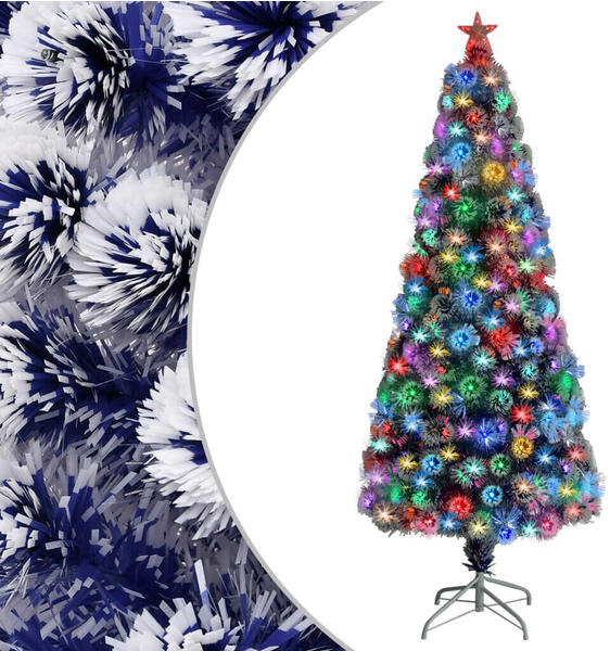vidaXL Künstlicher Weihnachtsbaum mit LED weiß & blau 180 cm Glasfaser (328457)