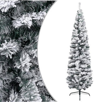 vidaXL Schlanker Künstlicher Weihnachtsbaum Beschneit grün 210 cm (320955)