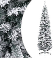 vidaXL K&uuml;nstlicher Weihnachtsbaum Schlank mit Schnee Gr&uuml;n 240 cm PVC